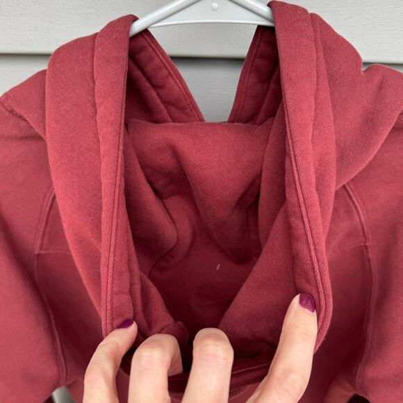 Alphalete size M Burgundy Wine Red Script Logo Hoodie Sweatshirt - Picture 9 of 11